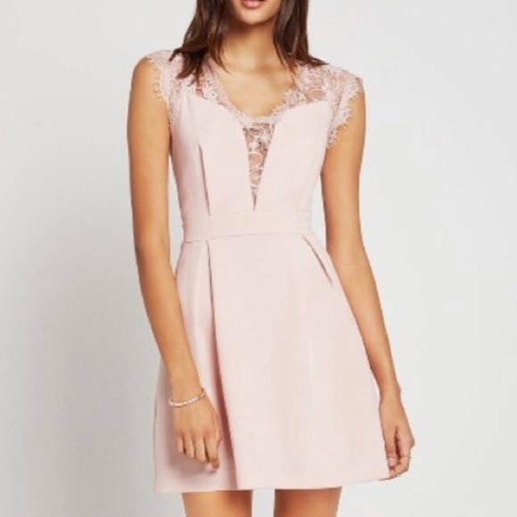 Brand New BCBGeneration Pink Lace-inset Fit & Flare Dress - Picture 7 of 12